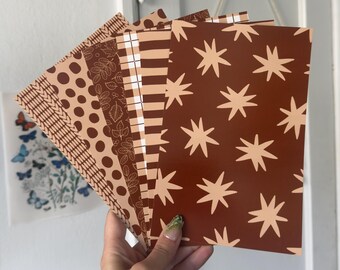 Cozy Girl cardstock Paper Pack for Junk Journaling, Scrapbooking, Journal Backgrounds, paper bundle, brown, neutral, autumn (5.5x8.5 in)