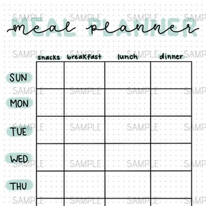 Meal Planner Digital PDF Download for Bujo, Bullet, Journal, Spreads, pages, tracker, spread, journaling, log, planner