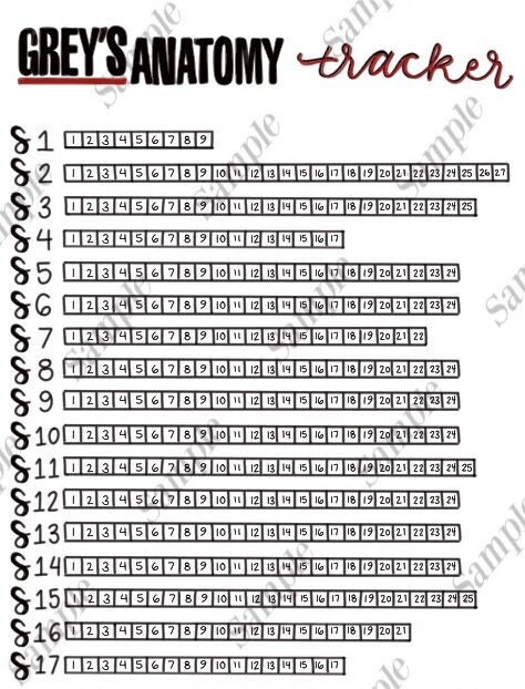 Greys Anatomy Tracker DIGITAL DOWNLOAD for Bullet Journal, Bullet Jou…