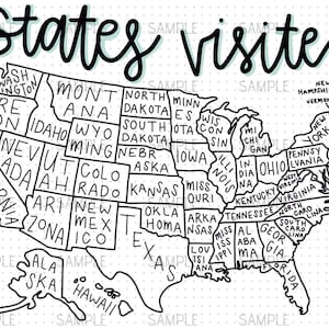 States Visited Digital PDF Download for Bujo, Bullet, Journal, Spreads, pages, tracker, spread, journaling, log, planner