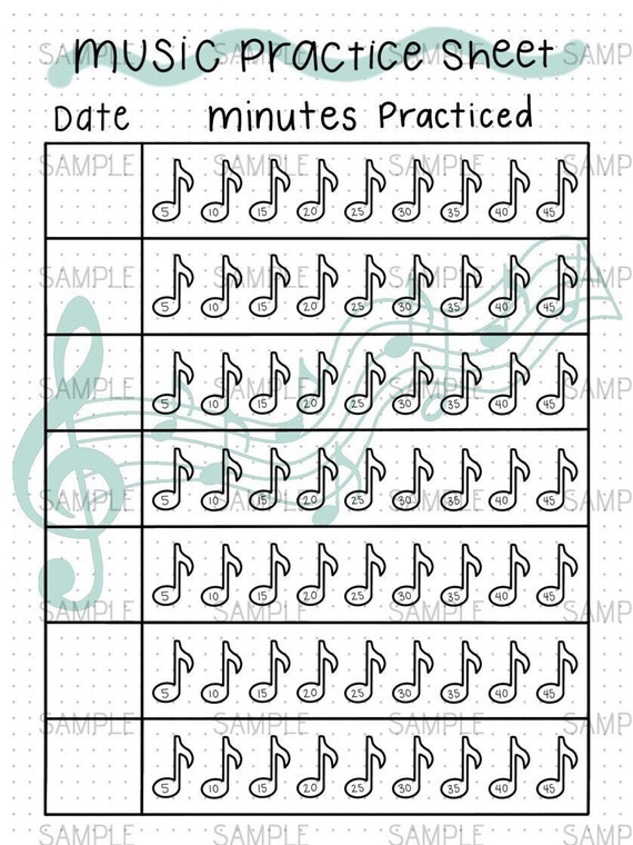Music Practice Sheet Digital PDF Download for Bujo Bullet - Etsy