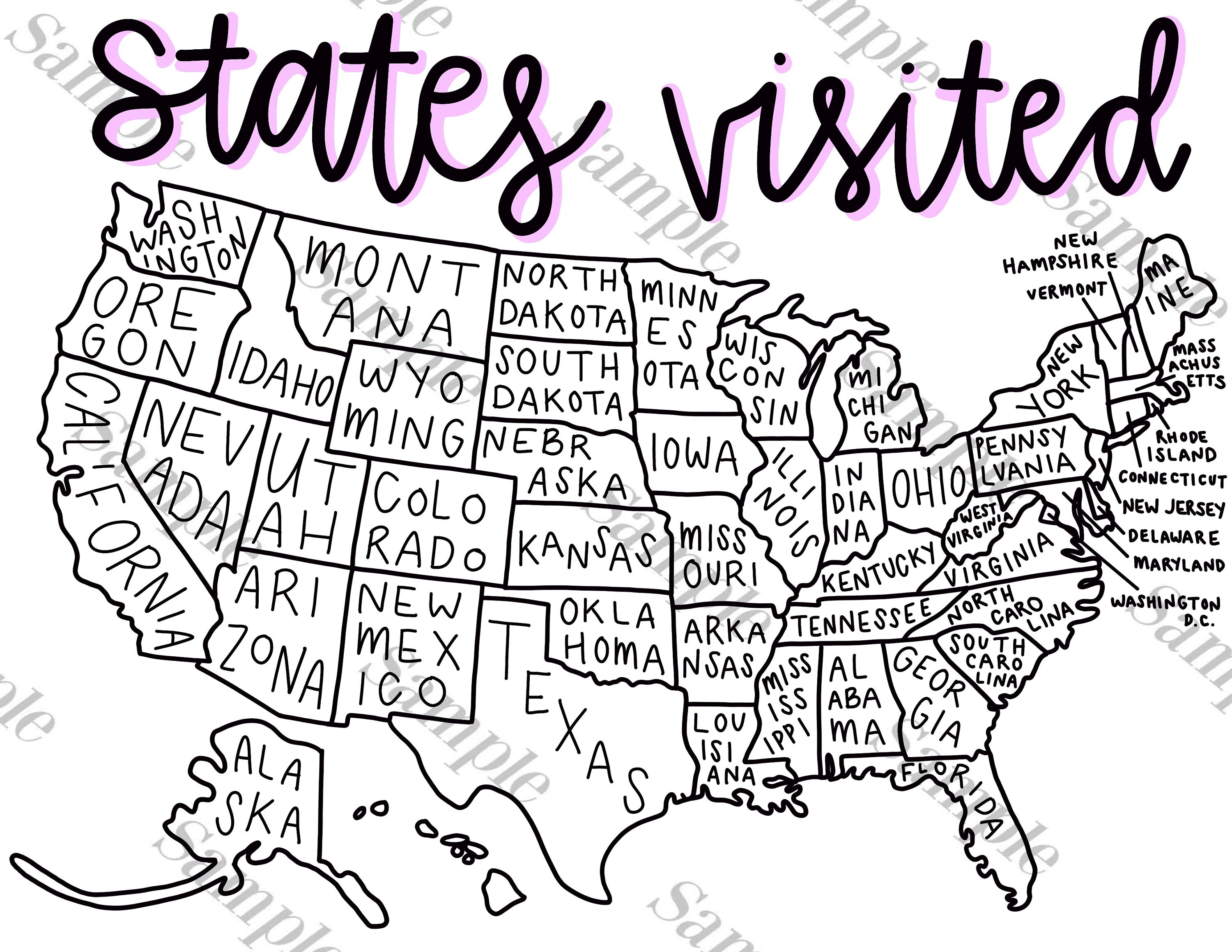 States Visited DIGITAL DOWNLOAD for Bullet Journal, Bullet Journal Sp…