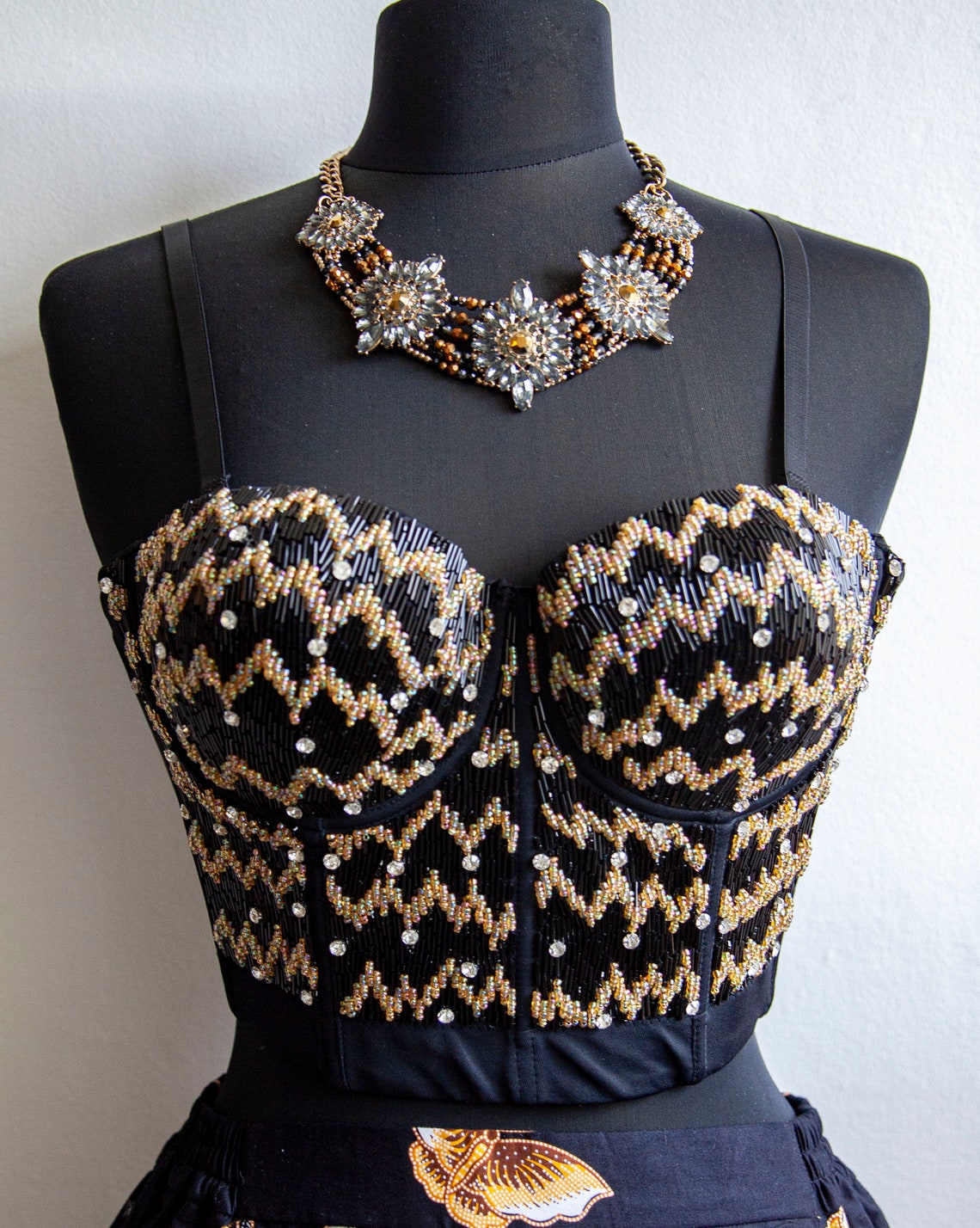 Handembroidered women corset with shiny stones and beads Etsy