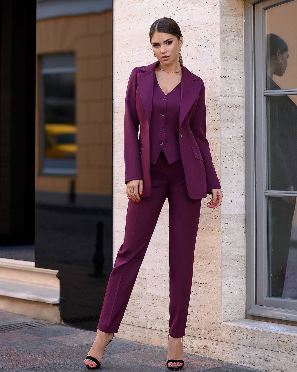 Three-piece Suit, Womens Suit, Pants Blazer Top, Womens Suit Set