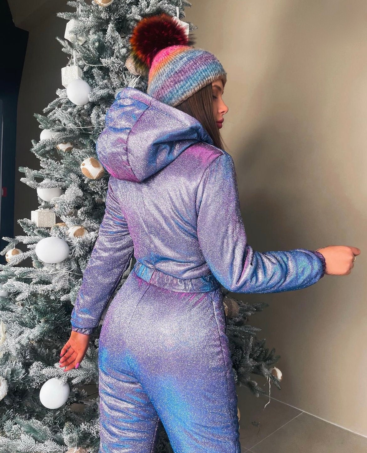Holographic top ski suit