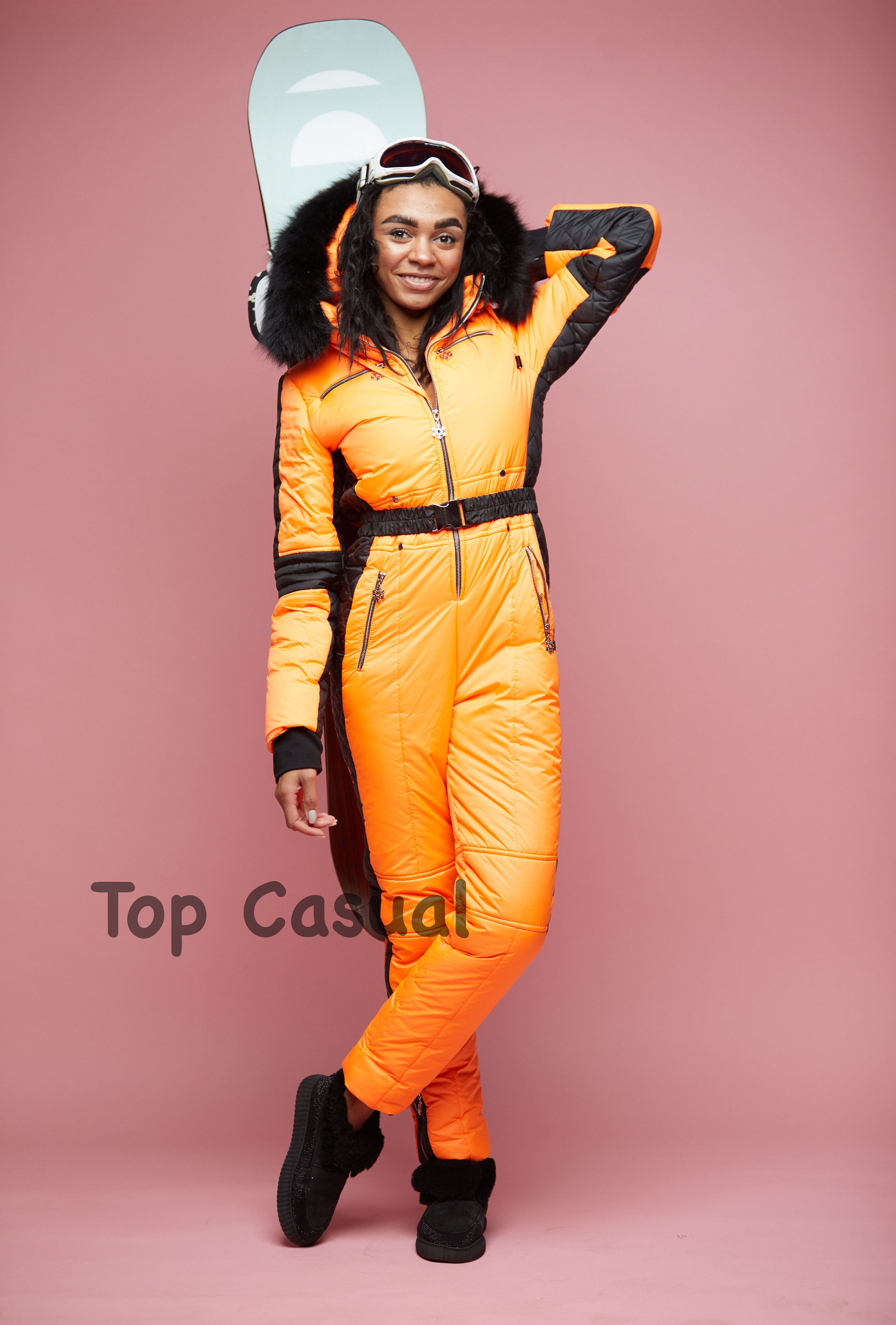 Women Ski Jumpsuit Orange Ski Overall Ski Winter Suit Etsy Australia