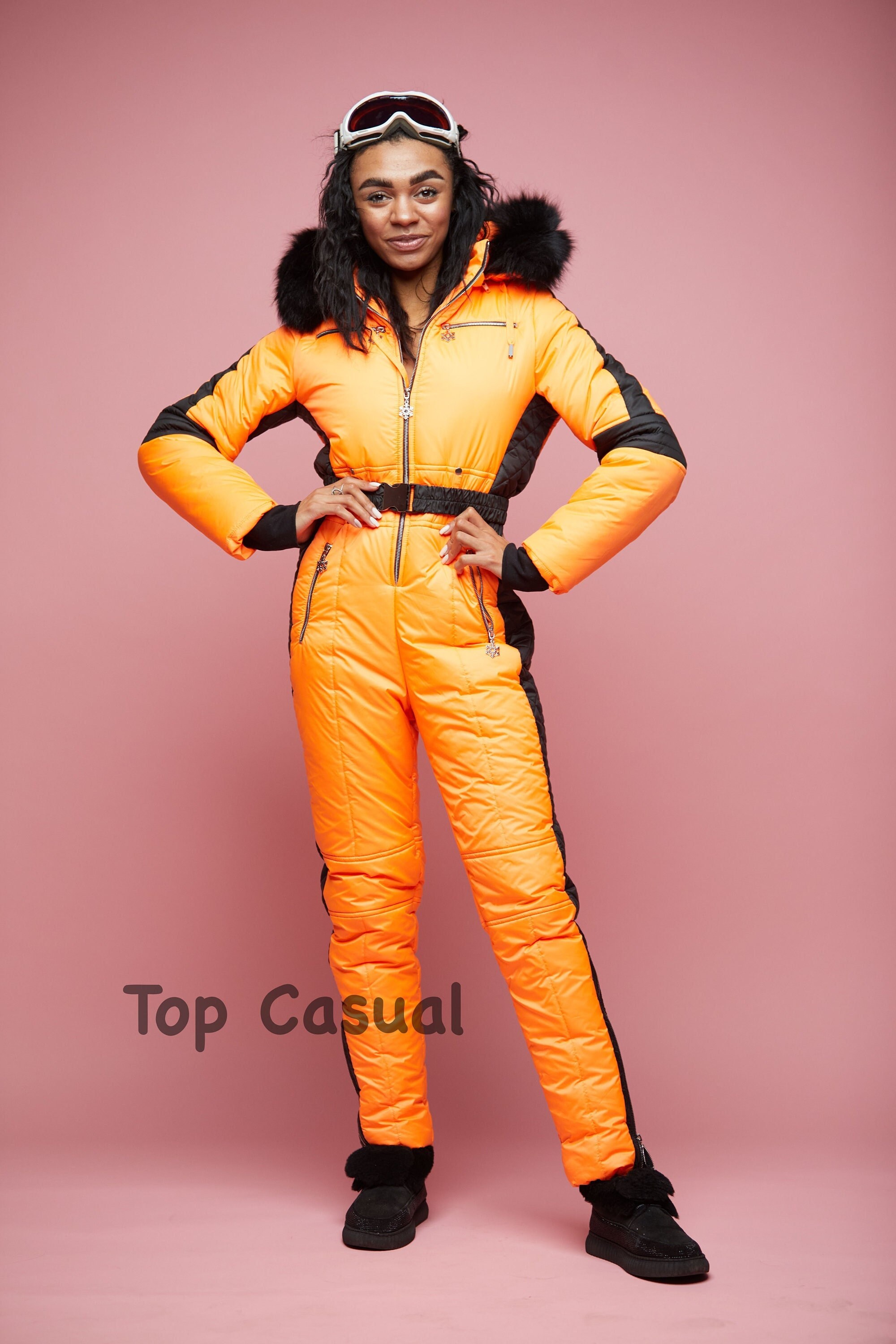 Women Ski Jumpsuit Orange Ski Overall Ski Winter Suit Etsy Australia