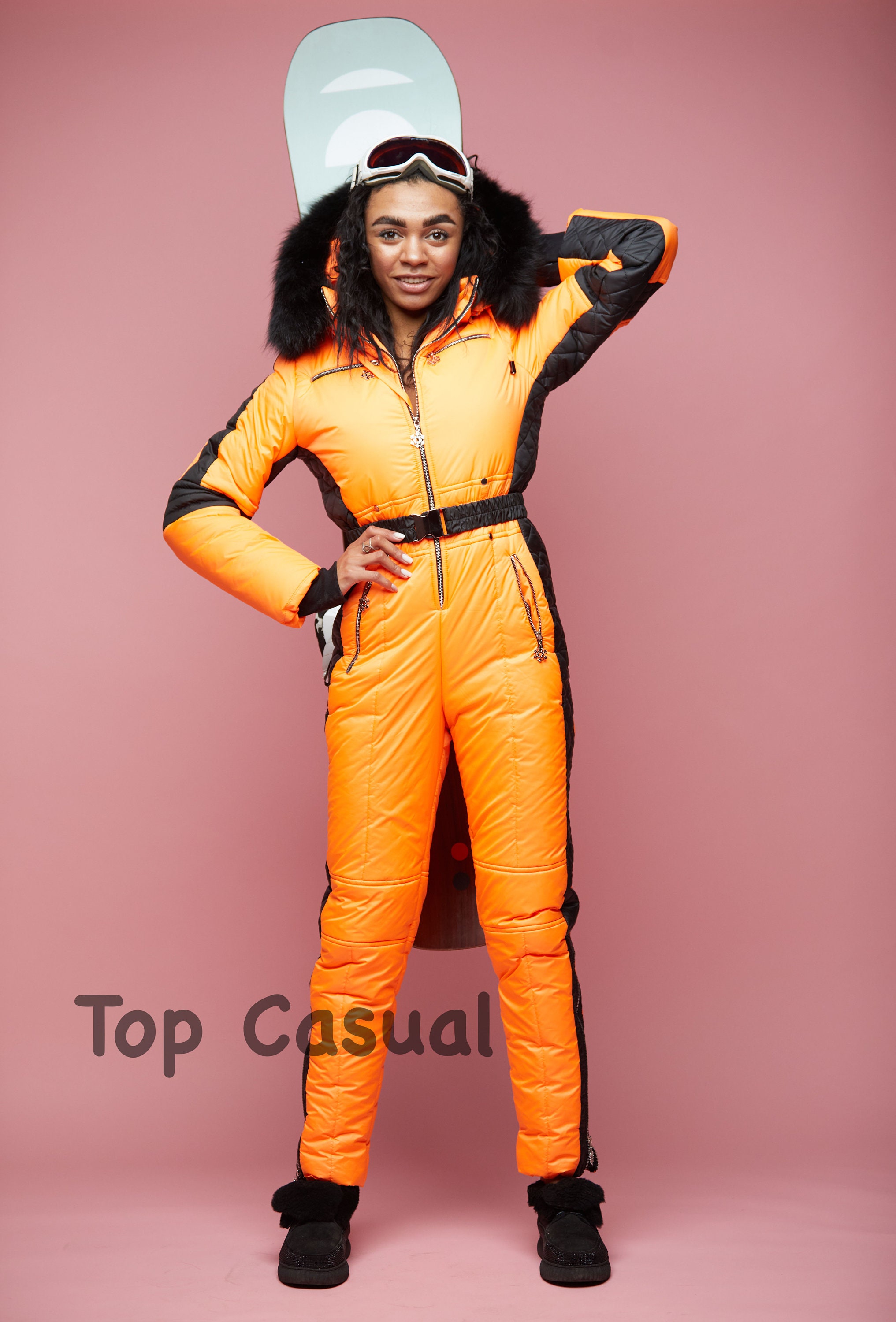 Women Ski Jumpsuit Orange Ski Overall Ski Winter Suit Etsy Australia