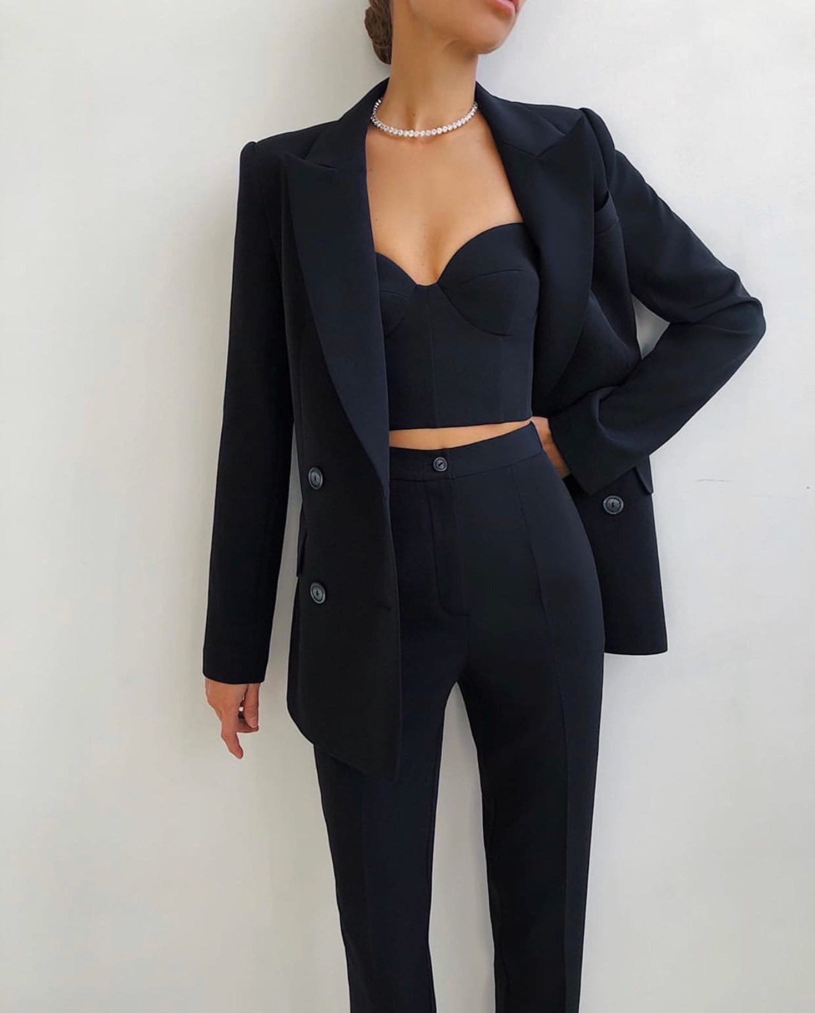 Women S 3 Piece Suit Jacket Trousers Grey Manila Boga Tie