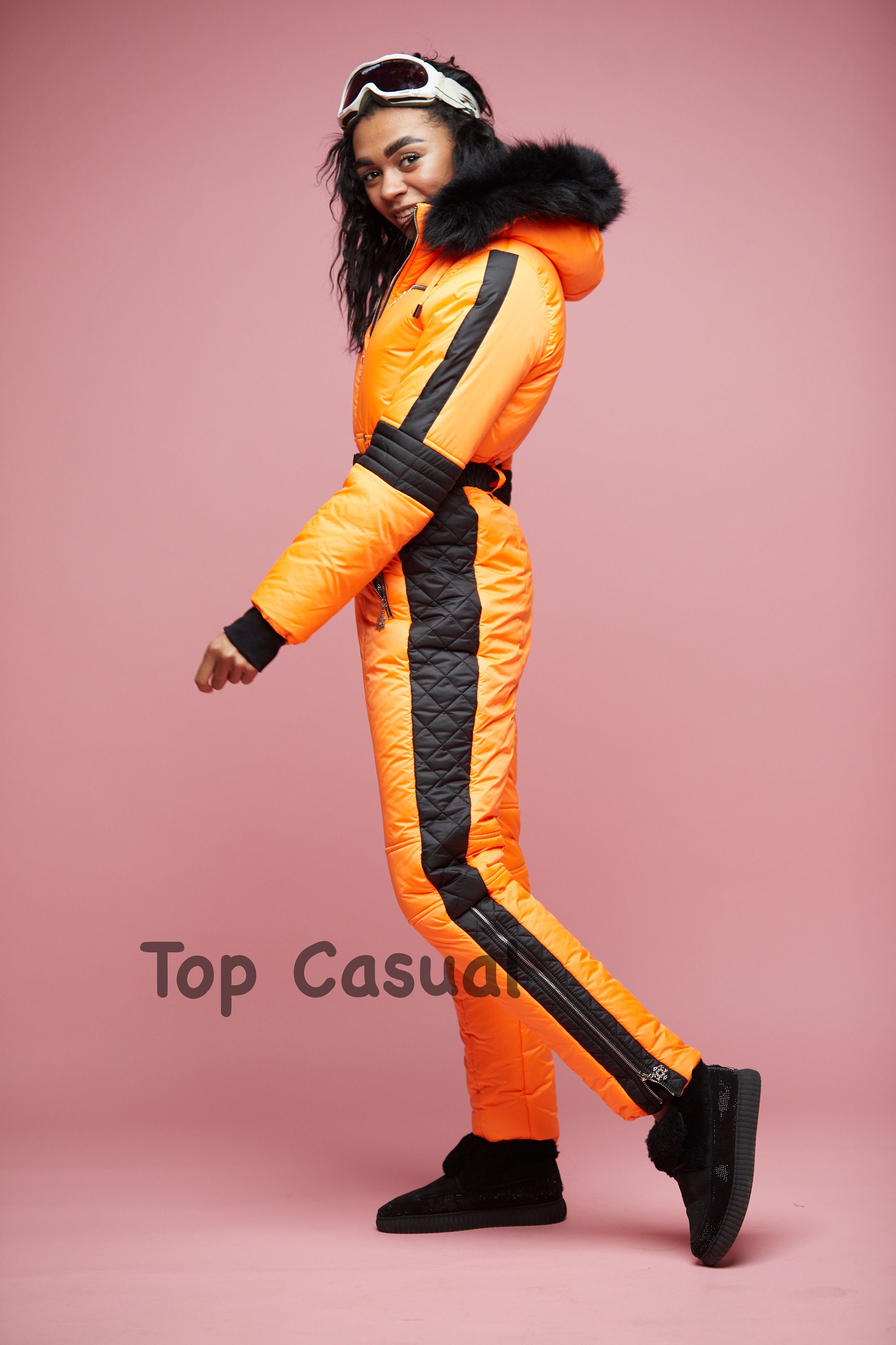 Women Ski Jumpsuit Orange Ski Overall Ski Winter Suit Etsy Australia