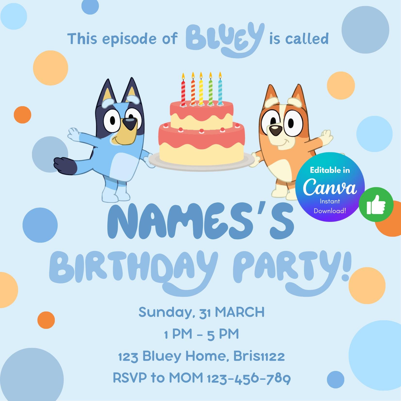 Editable Bluey Invite w/ Freebie