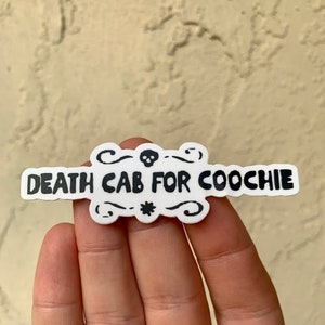 Pegatina Death Cab For Coochie™ / Banda musical emo, indie rock, vulgar, divertida, Death Cab For Cutie, hidrofrasco, retro, parachoques, arte, portátil, coche, regalo