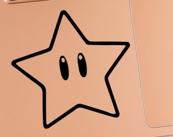 CALCOMANÍA DE VINILO - Calcomanía de vinilo de Mario Star para computadoras portátiles, ventanas de automóviles, tazas, botellas de agua, vasos, etc.