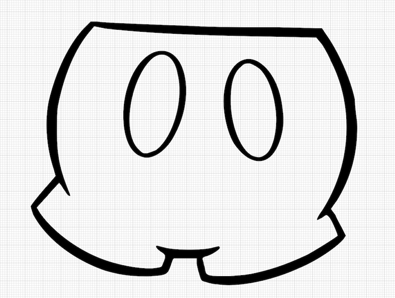 Puede incluir: Ilustraci&oacute;n de dibujos animados en blanco y negro de un pantal&oacute;n corto con dos formas ovaladas que representan los ojos. El pantal&oacute;n corto tiene una forma redondeada con una peque&ntilde;a muesca en la parte inferior y una parte superior recta.