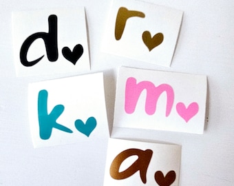 VINYL DECAL - Custom Initial(s) with Heart - Vinyl Decal Sticker for Laptops, Car Windows, Cups, Water Bottles, Tumblers, etc.