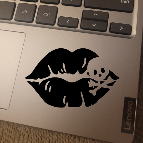 VINYL DECAL - Skull Lips Vinyl Decal Sticker for Laptops, Car Windows, Cups, Water Bottles, Tumblers, etc.