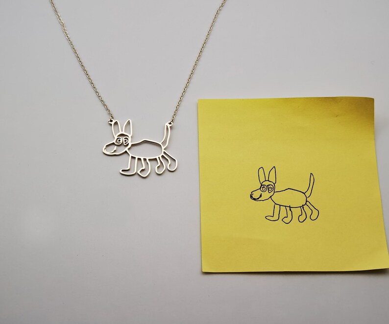 Actual Kids Drawing Necklace/ Children Artwork Necklace/Kid image 1