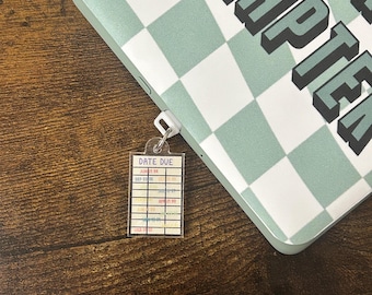 Library Card Kindle Charm: USB-C E-Reader Dust Plug