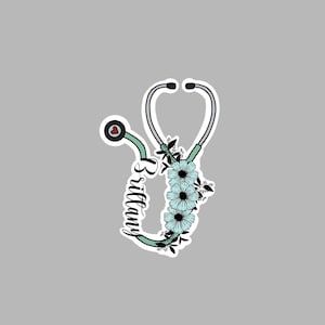 Floral Stethoscope, Custom Stethoscope, Medical Stickers, Caduceus Stickers, Medical Caduceus Stickers , Occupational Stickers
