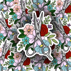 Floral Hairstylist Sticker: Weatherproof Vinyl Decal