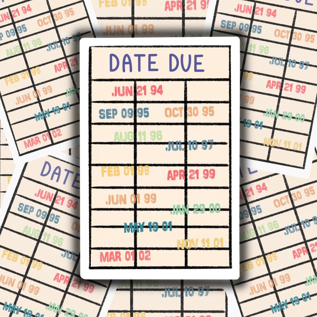 Library Date Due Card Library Card Sticker Vintage Library Card Book 