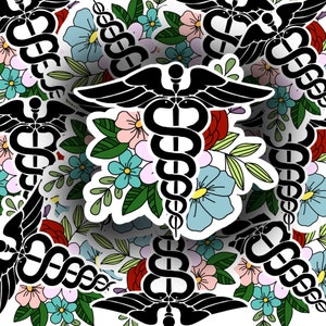 Medical Stickers, Caduceus Stickers, Medical Caduceus Stickers, Nurse Stickers, Nurse Stickers for Water Bottle