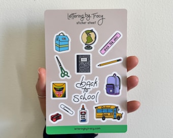Hoja de pegatinas para la vuelta al cole: pegatinas de vinilo mate impermeables