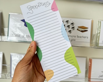 Magnetic Grocery List Notepad: Colorful Design, 50 Pages