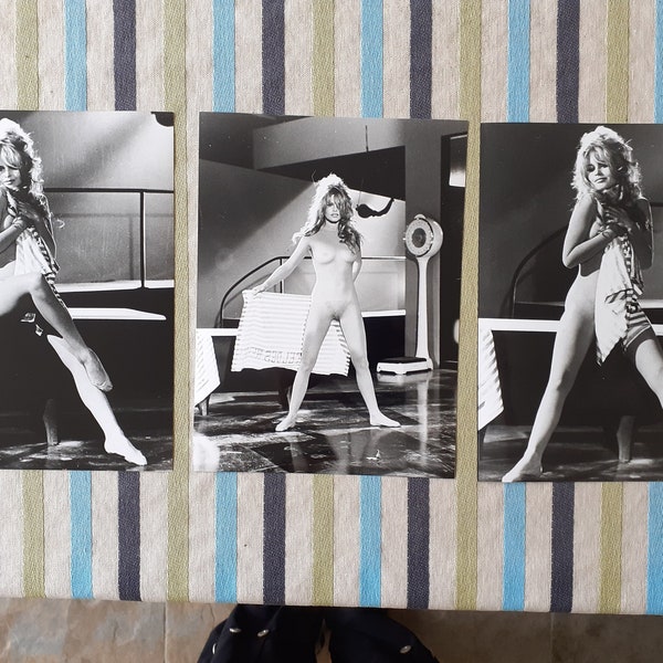 Promo! Set of 3 sublime vintage photos of Brigitte Bardot, very sensual in La Bride Sur Le Cou