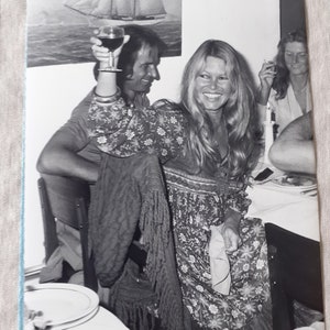 Sale! 1 set of 2 sublime and rare photos of Brigitte Bardot celebrating her 45th birthday!