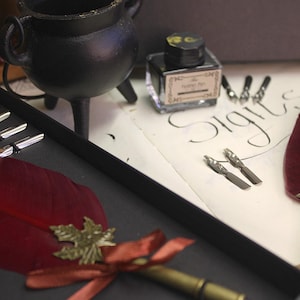 Plume magique avec 6 plumes de calligraphie et encrier