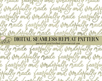 Naadloos patroon Salie 'Fearfully & Wonderfully Made' (digitaal)