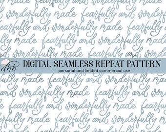 Wunderbar gemachtes nahtloses Muster: Blaue Schrift (Digitaler Download)