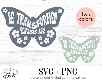 Worden getransformeerd retro vlinder gesneden bestand, Daisy Butterfly svg, jaren 70 png, christelijke clipart, schriftontwerp, svg, png, digitale download