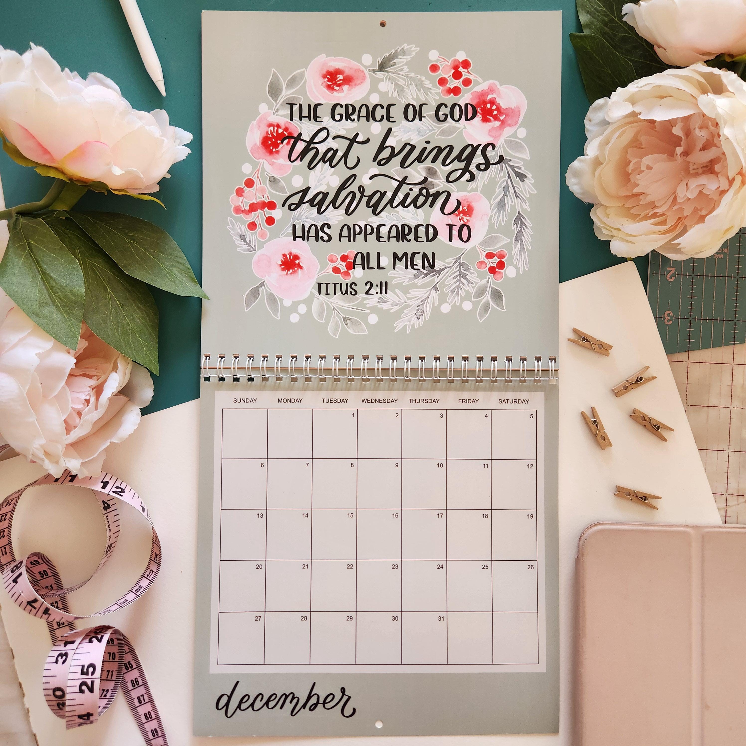 2026 Scripture Wall Art Calendar: 8.5 X 8.5 Square Watercolor Floral ...