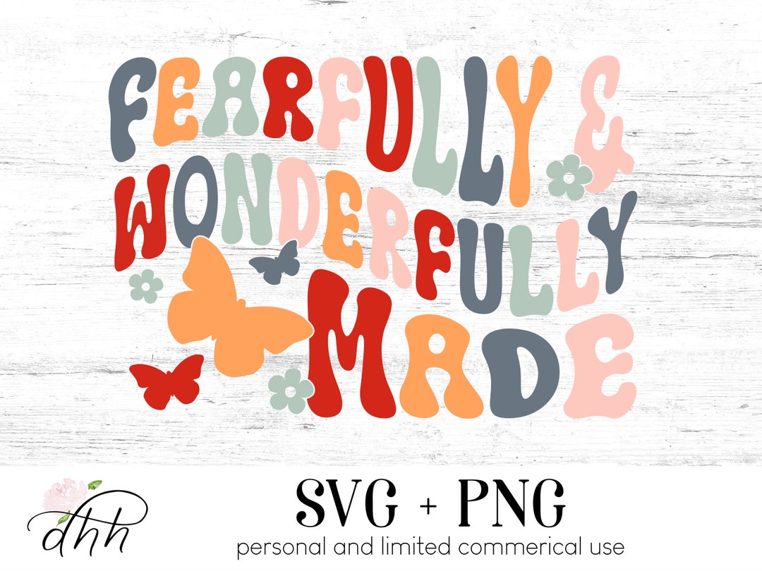 Fearfully and Wonderfully Made Retro Cut File, Bible Verse Svg, 70's ...
