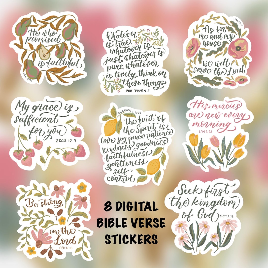 Bible Verse Floral Printable Stickers: Digital Download Png - Etsy