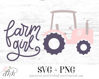 Roze tractor boerderijmeisje SVG: kinderen clipart (digitale download)