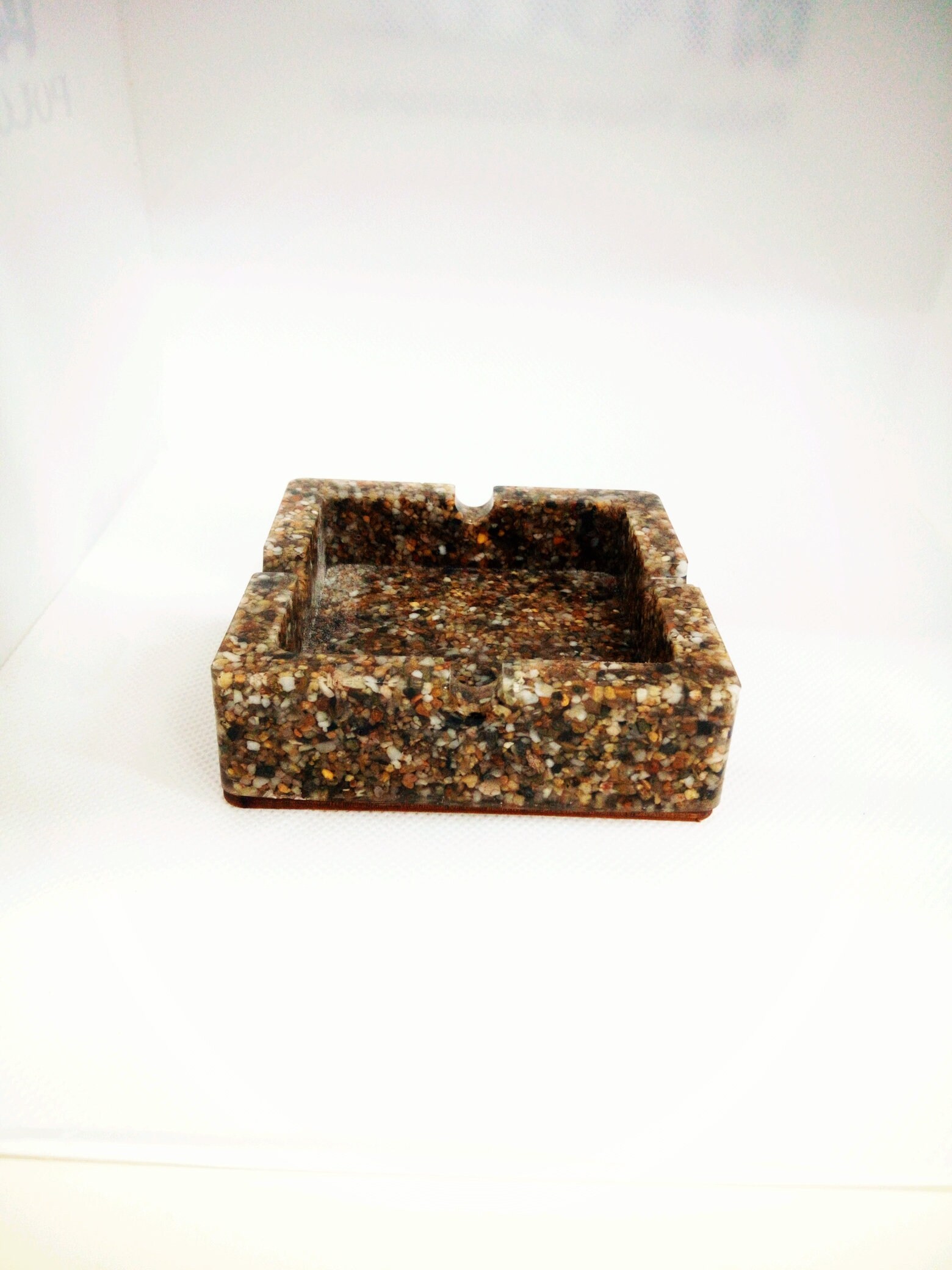 Handmade mosaic ashtray in a square shape with wooden base Etsy