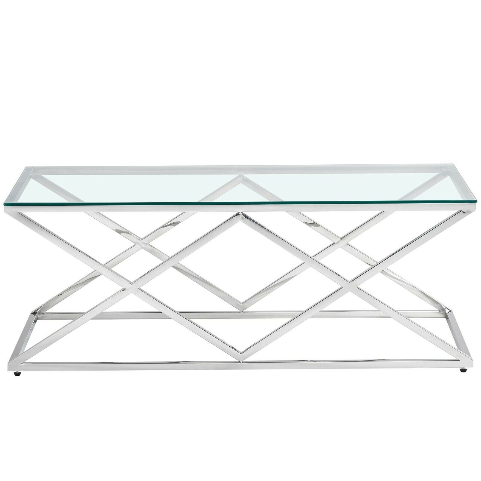 Chelsea Harbour Rectangle Silver Glass Coffee Table For Living Etsy