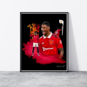 Marcus Rashford print| A3, 8x10"| Manchester United poster| Room decor, football poster, Man U poster