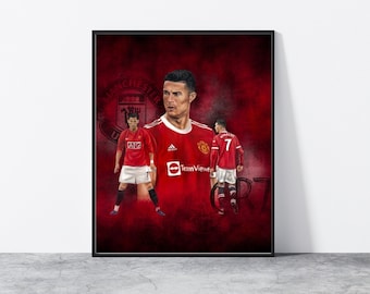 Football Prints| Cristiano Ronaldo Print|A3, 8 x 10 " Manchester United| Manutd poster| Ronaldo art| Football poster