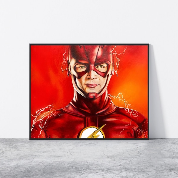 The Flash print| Room decor| The Flash poster| Grant Gustin, DC poster, DC room decor