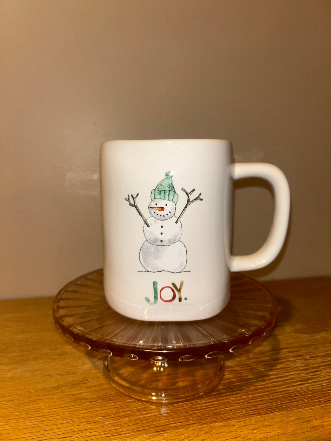 Rae Dunn Christmas Winter Coffee and Hot Cocoa Mug Joy With Snowman