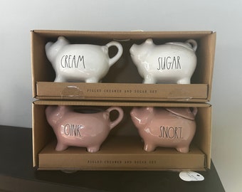 Rae Dunn Farmline - “Sahne und Zucker” -Sets! Schwein förmige Dose