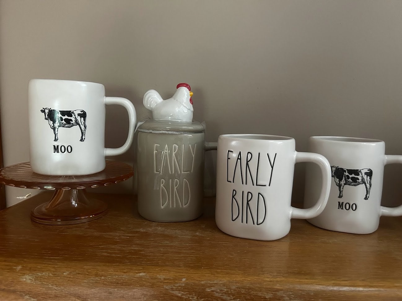 Rae Dunn Farm Line Collection moo, early Bird Mugs & early Bird Coffee