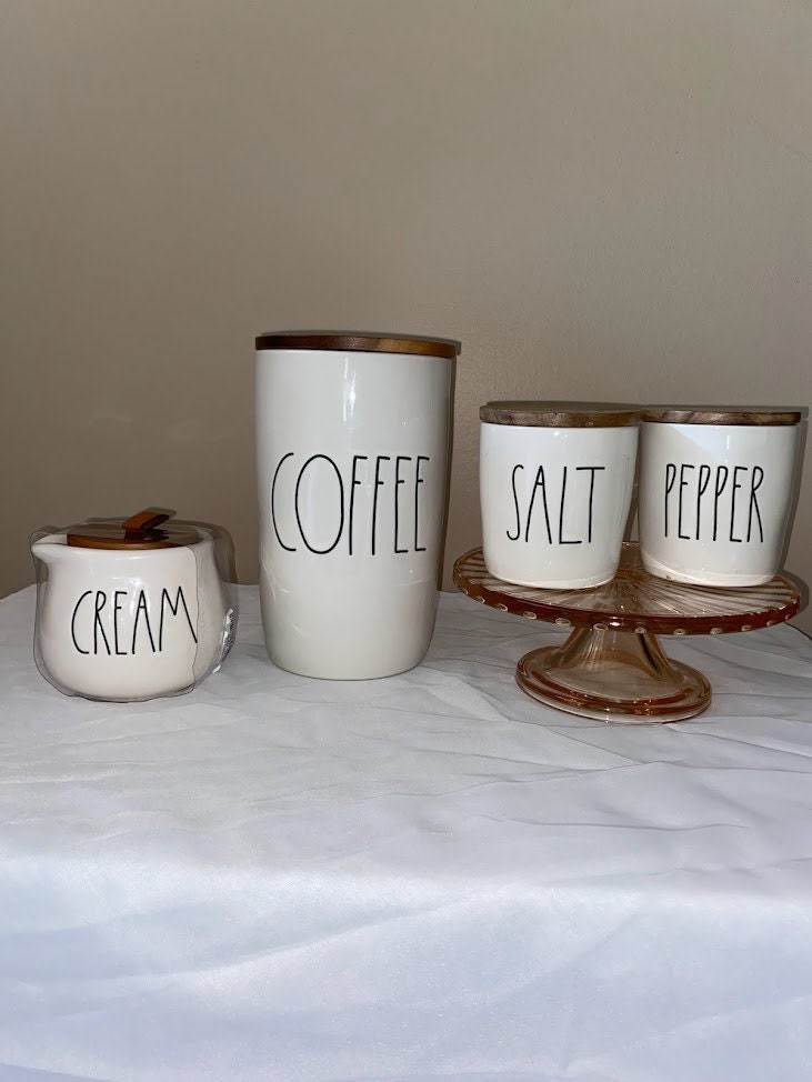 Rae Dunn Kitchen Canisters Keep, Hold, Save. Coffee, Cream, Salt and