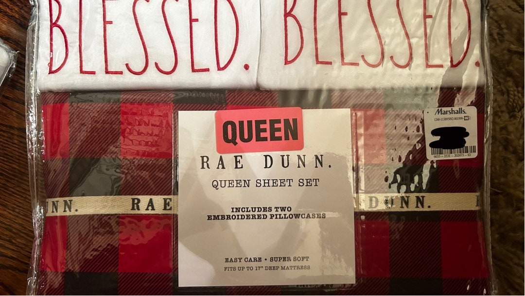 Rae Dunn Christmas Winter Queen Size Sheet/bedding Set BLESSED. Etsy