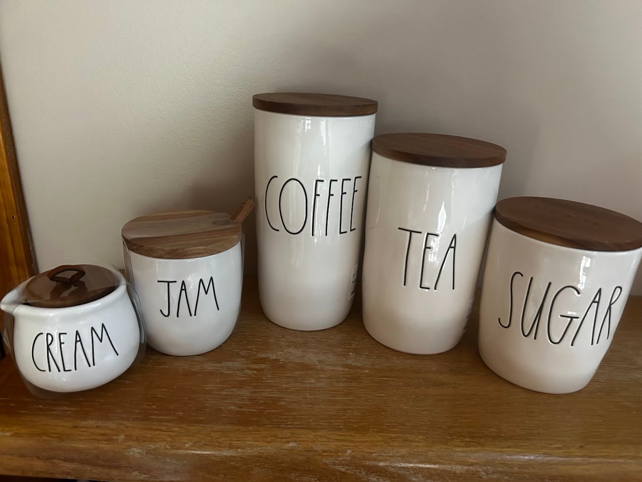 Rae Dunn Kitchen Canisters Keep, Hold, Save. Coffee, Cream, Tea, Jam