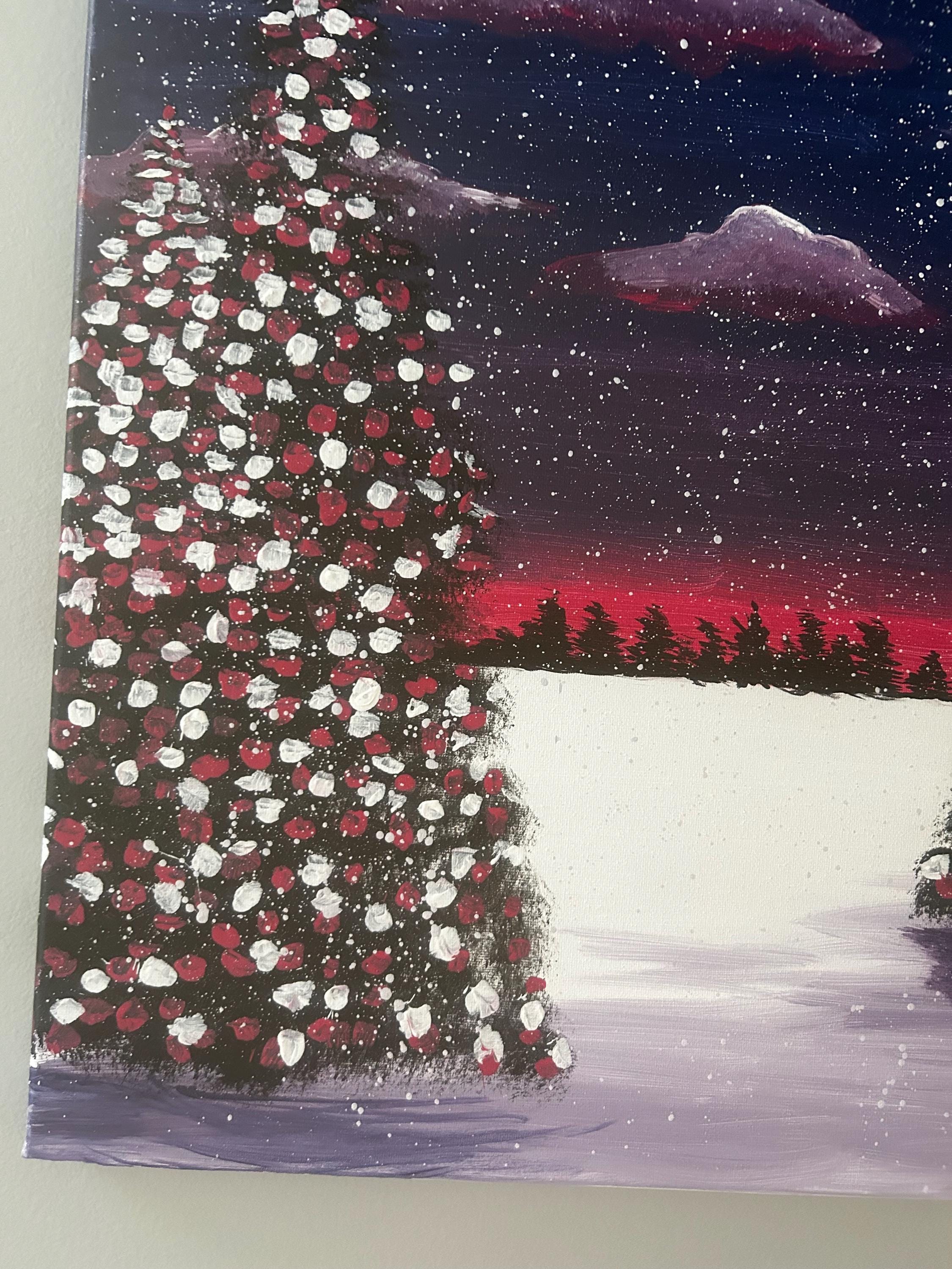 Handmade Painting - Winter Wonderland Scene. Christmas Painting on ...